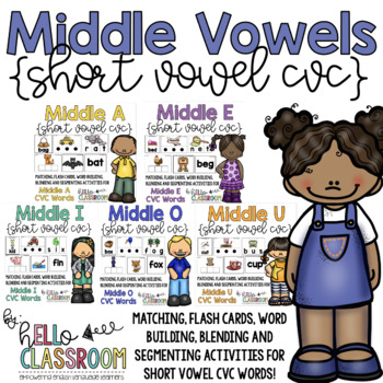 Preview of CVC Short Vowel Middle A, E, I, O, U Segmenting and Blending Bundle