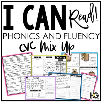Preview of CVC Short Vowel Mix Up Phonics, Fluency, Reading Comprehension | I Can Read!
