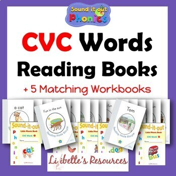 Preview of 16 CVC Short Vowel Phonic Printable Leveled Reading Books