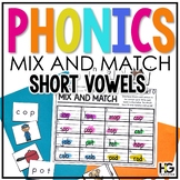 CVC Short Vowel Phonics Centers and Reading Fluency Memory Games