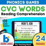 CVC Short Vowel Phonics Reading Comprehension Boom Cards Bundle
