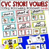 CVC Words with Short Vowels - Phonics Worksheets and Centers
