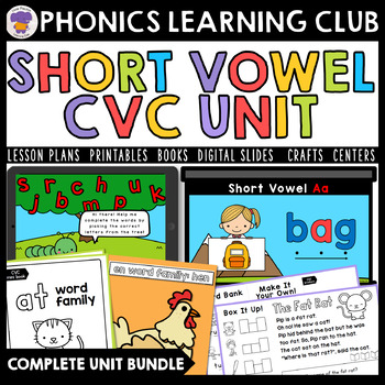 Preview of Short Vowel Fluency Passages and CVC Words Worksheets Complete Curriculum Unit