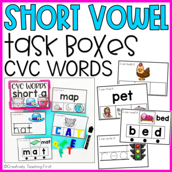 CVC Short Vowel Task Cards by Creatively Teaching First | TPT