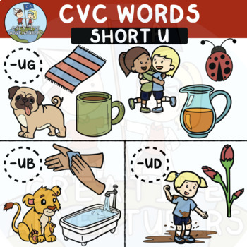 Preview of CVC Short Vowel U Clipart by Creative Adventurers Club