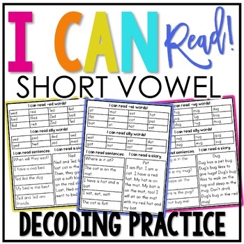 Preview of Short Vowel Decoding Drills with Real and Nonsense Word Fluency | Phonics