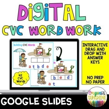 Preview of CVC Short Vowel +  Word Work + Google Slides