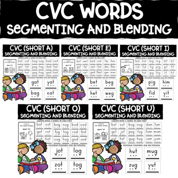 Preview of Blending and Segmenting CVC: Short Vowel Sounds CVC Word List and Flashcards