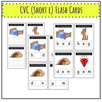 Preview of CVC (Short e) Flash Cards