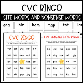 Preview of CVC Site and Nonsense Word Bingo - 2 Game BUNDLE