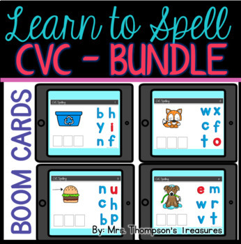 Preview of CVC Spelling Bundle BOOM CARDS - Distance Learning