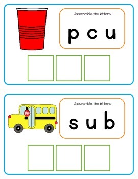 CVC Spelling Scramble Unscramble the letters to make CVC words