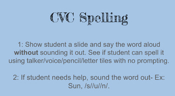 Preview of CVC Spelling- Special Ed Small group activity, assessment, 1:1 activity