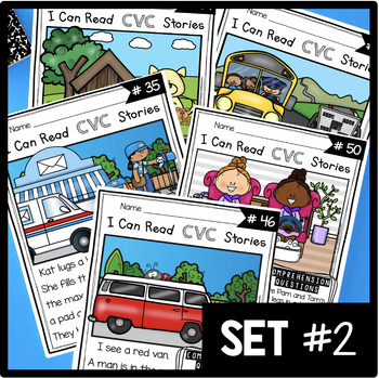 Preview of CVC Stories Reading passages comprehension questions SET 2 Sight Words CVC words