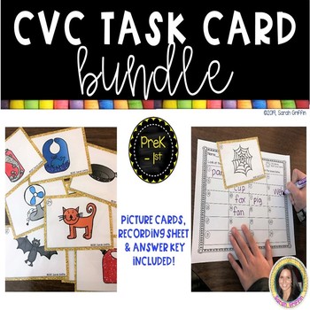 Preview of CVC Word Game Task Card Bundle