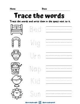 CVC Trace and Write Worksheet by Point Simple Languages | TpT