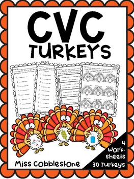 Preview of CVC Turkeys - November / Fall Thanksgiving Word Work ELA Center Activity