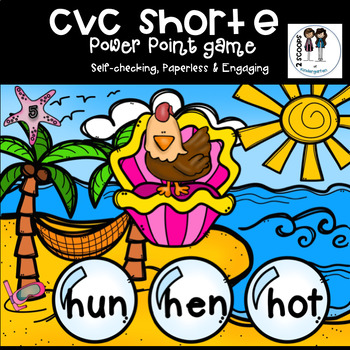 Preview of CVC Under the Sea Power Point Game (short vowel e) Distance Learning