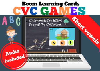 Preview of CVC Game Short Vowels Unscramble Boom Learning Cards ™