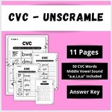 CVC Unscramble [No Prep]