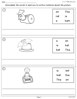 cvc unscramble sentences worksheets by teachers take out tpt