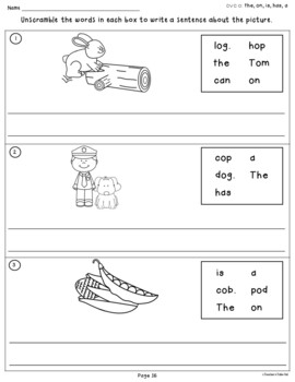 CVC Unscramble Sentences Worksheets by Teacher's Take-Out ...