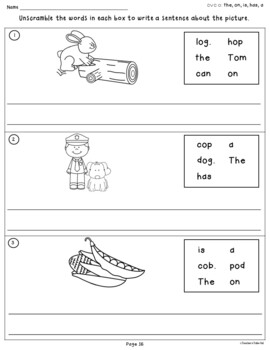 cvc unscramble sentences worksheets by teacher s take out tpt