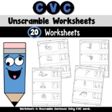 CVC Unscramble Sentences Worksheets