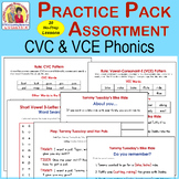 CVC & VCE 20 Phonics Lessons Bundled Practice Pack SpEd EL