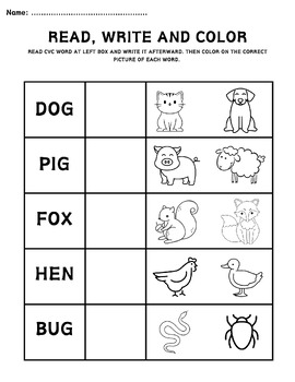 CVC WORD, WORD FAMILY, WORD SCRAMBLE AND READING WORKSHEET by Meena Marche