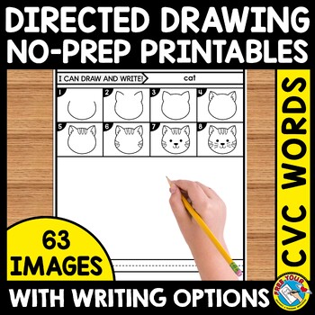 Preview of CVC WORD DIRECTED DRAWING STEP BY STEP WORKSHEET PHONICS WRITING ACTIVITY PACKET