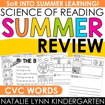 Preview of CVC WORDS Science of Reading Summer Review Packet Kindergarten 1st Grade
