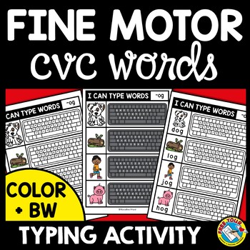 Preview of SPELL CVC WORDS TYPING KEYBOARD ACTIVITY KINDERGARTEN PHONICS WORKSHEETS CENTER