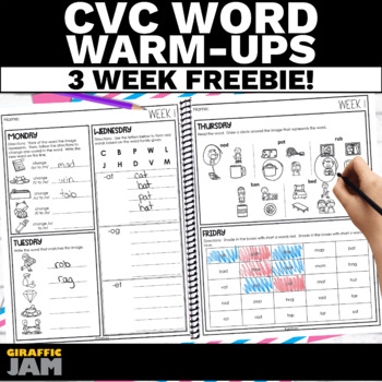 Preview of FREE Daily Phonics Activities to Practice Decoding CVC Words Phonics Worksheets