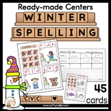 CVC Winter Task Cards Spelling Literacy Center