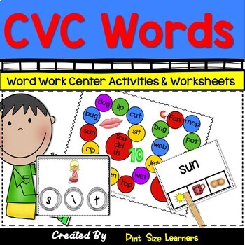 CVC Words | Center Activities | Phonics by Pint Size Learners | TpT