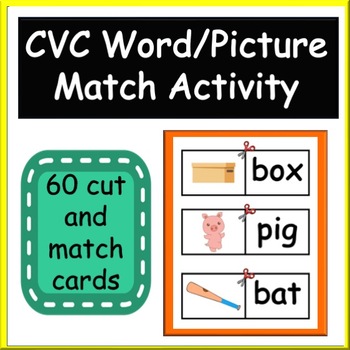 Phonemic Awareness CVC Word And Picture Matching Activity Cards | TPT