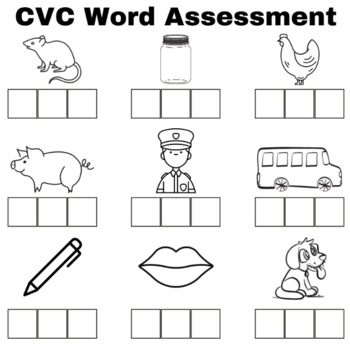 Preview of CVC Word Assessment / Kindergarten / 1st Grade