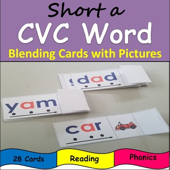 CVC Word Reading Activity Set Teaching Supplies Blending Cards 