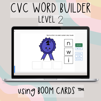 Preview of CVC Word Builder Level 2 with Boom Cards