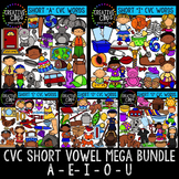 CVC Word Clipart - Short Vowel Clipart Bundle, Phonics Clipart