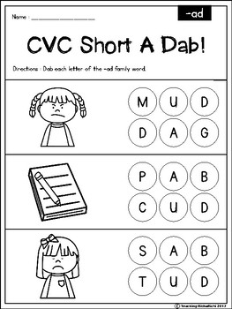 CVC Word Dab! Coronavirus Packet Distance Learning by Teaching RichaRichi