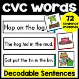 Preview of CVC Word Decodable Sentences w/ Matching Picture, Reading Simple CVC Sentences