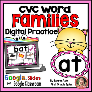 Preview of CVC Word Families AT Digital Practice ~ Google Slides™