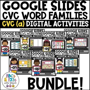 Preview of Google Slides™ CVC Short A Word Families Digital Activities BUNDLE