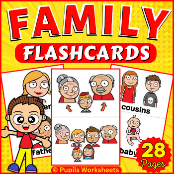 Preview of CVC Word Families Flashcards - Family Members Picture Word Flash Cards for Pre-K