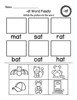 CVC Word Families Freebie: -at Family by SmartSPED | TpT