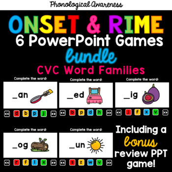Preview of CVC Word Families PowerPoint Games Onset and Rime Bundle