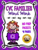 CVC Word Families Short A (-at, -ad, -ag, -an, -ap) No Pre