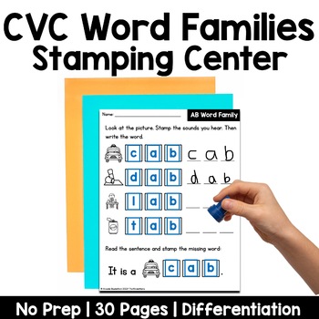 Preview of CVC Word Families Stamping Center | No Prep